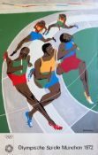 Jacob Lawrence (b1917-2000) Munich Olympic Games, Relay Race, Lithograph Poster, 1972
