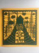 Rob Ryan (b1962) ‘Fretwork’ Cardboard Cut-out In Colours ‘My Home’ Signed Card, 2010
