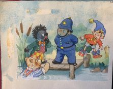 Noddy Policeman etc ORIGINAL Artwork for Noddy book , x Sotheby's