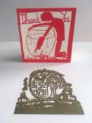 Rob Ryan (b1962)‘Fretwork’ Cardboard Cut-out In Colours ‘No Minute’ & ‘Take Head’ With Signed Car...