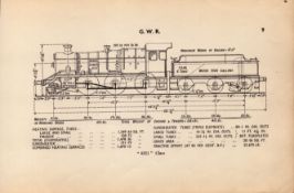 G.W.R “4321” Class Locomotive Detailed Diagram 85 Year- Old Print.