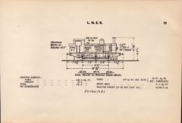 L.N.E.R. “J72 Class” Locomotive Detailed Drawing Diagram 85-Year-Old Print.