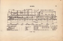 G.W.R “4700” Class Locomotive Detailed Diagram 85 Year- Old Print.