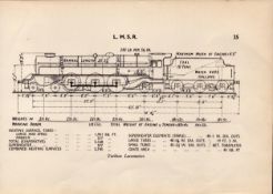 L.M.S.R. Turbine Locomotive Detailed Drawing Diagram 85-Year-Old Print.