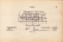 G.W.R “5400” Class Locomotive Detailed Diagram 85 Year- Old Print.