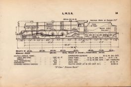 L.M.S.R. Railway Princess Royal Detailed Drawing Diagram 85 Yrs Old Print.