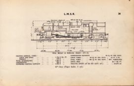 L.M.S.R. 4P Class (Taper Boiler 2Cyl) Locomotive Diagram 85-Year-Old Print.