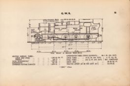 G.W.R “5205” Class Locomotive Detailed Diagram 85-Year-Old Print.