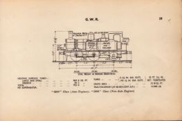 G.W.R “4800 & 5800” Class Locomotive Detailed Diagram 85-Year-Old Print.