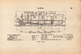 G.W.R “7200” Class Locomotive Detailed Diagram 85-Year-Old Print.
