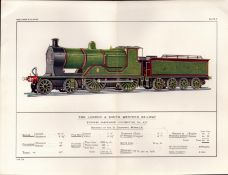 London & South Western Railway Detailed Coloured Antique Book Plate.
