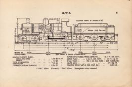 G.W.R “Earl” Class Locomotive Detailed Diagram 85 Year- Old Print.