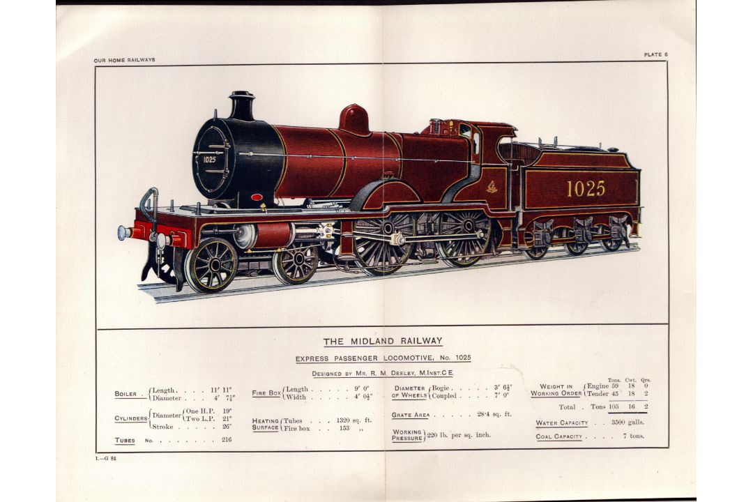The Midland Railway Coloured Detailed Antique Book Plate. - Image 1 of 2
