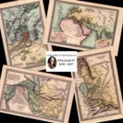 Antique Set of 4 Hand Coloured Steel Engraved 190 Years-Old Maps Biblical Lands.