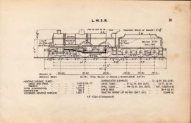 L.M.S.R. 4P Class (Compound) Locomotive Detailed Drawing Diagram 85-Year-Old Print.