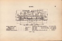 G.W.R “4575” Class Locomotive Detailed Diagram 85-Year-Old Print.