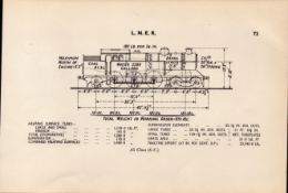 L.N.E.R. “A5 Class” (G.C.) Locomotive Detailed Drawing Diagram 85-Year-Old Print.