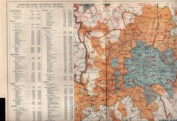 Bacons Vintage 98 Years-Old London Suburbs Urban & Rural Districts Detailed Map.