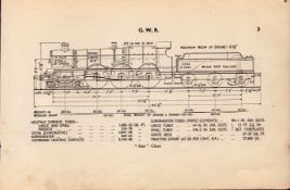 GWR Railway Star Class Locomotive Detailed Drawing Diagram 85 Yrs Old Print.