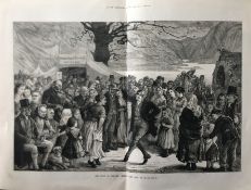 Ireland The Cèilidh & The Craic Large 1879 Antique Woodgrain Print.