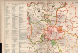 Bacons Vintage Scarce London Suburbs Court Petty Sessions Detailed Coloured Map.