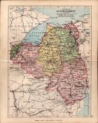 County of Londonderry Ireland Antique Detailed Coloured Victorian Map.