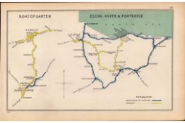 Elgin, Keith & Portessie Scotland Antique Railway Junction Map-38.