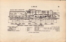 L.N.E.R. A3-Super Pacific Locomotive Detailed Drawings Diagram 85-Year-Old Print.