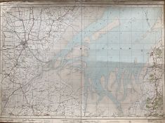 Boston Lincs Cloth Backed Antique 1922 Large Engineering Working Map.