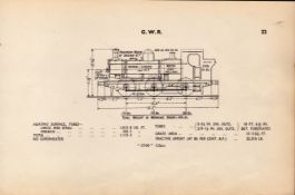 G.W.R “5700” Class Locomotive Detailed Diagram 85 Year- Old Print.