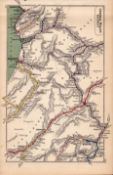 Brecon Barmouth Aberystwyth Three Cocks Central Wales Antique Railway Diagram 154.