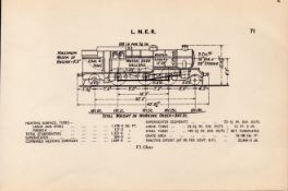 L.N.E.R. “V1 Class” Locomotive Detailed Drawing Diagram 85-Year-Old Print.