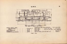 G.W.R “5600” Class Locomotive Detailed Diagram 85-Year-Old Print.