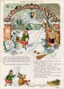 Original 75-Year-Old 1948 Guinness Print Alice In Snowmansland – GE 1360 #-1.