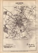 Antique 139 Years-Old Scarce Map Leicester City Boundary Changes 1885.