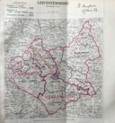 Antique 139 Years-Old Scarce Map Leicestershire 1885 Boundary Changes.