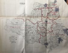 Antique 139 Years-Old Scarce Map County Durham 1885 Boundary Changes.