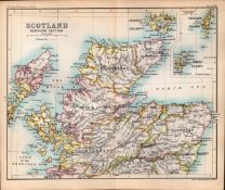 Scotland Northern Area Double Sided 126 Years-Old Antique 1896 Map.