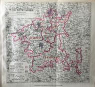 Antique 139 Years-Old Scarce Map Worcestershire 1885 Boundary Changes.