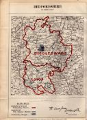 Antique 139 Years-Old Scarce Map of Bedfordshire Boundary Changes 1885.