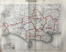 Antique 139 Years-Old Scarce Map Dorsetshire 1885 Boundary Changes.
