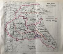 Antique 139 Years-Old Scarce Map East Riding of Yorkshire 1885 Boundary Changes.