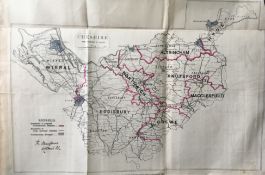 Antique 139 Years-Old Scarce Map County Cheshire 1885 Boundary Changes.