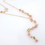 An Exquisite 18K Rose Gold Necklace Detailed With Rainbow Sapphire and Brilliant Diamonds