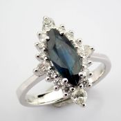 18K White Gold Sapphire and Diamond Cluster Ring