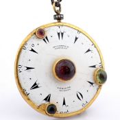 An Exquisite Necklace Made of Gold and Silver, Featuring An Antique Watch Dial Adorned With Preci...
