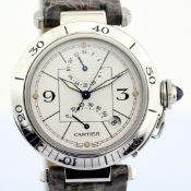Cartier / Pasha - Power Reserve - GMT - Gentlemen's Steel Wristwatch