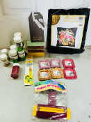 Craft Job Lot To Include Glitter & Needlework Cushion