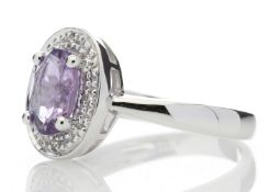 9ct White Gold Cluster Diamond Amethyst Ring (A1.13) 0.02 Carats
