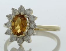 9ct Yellow Gold Oval Centre and Citrine Ring (C0.84) 0.40 Carats